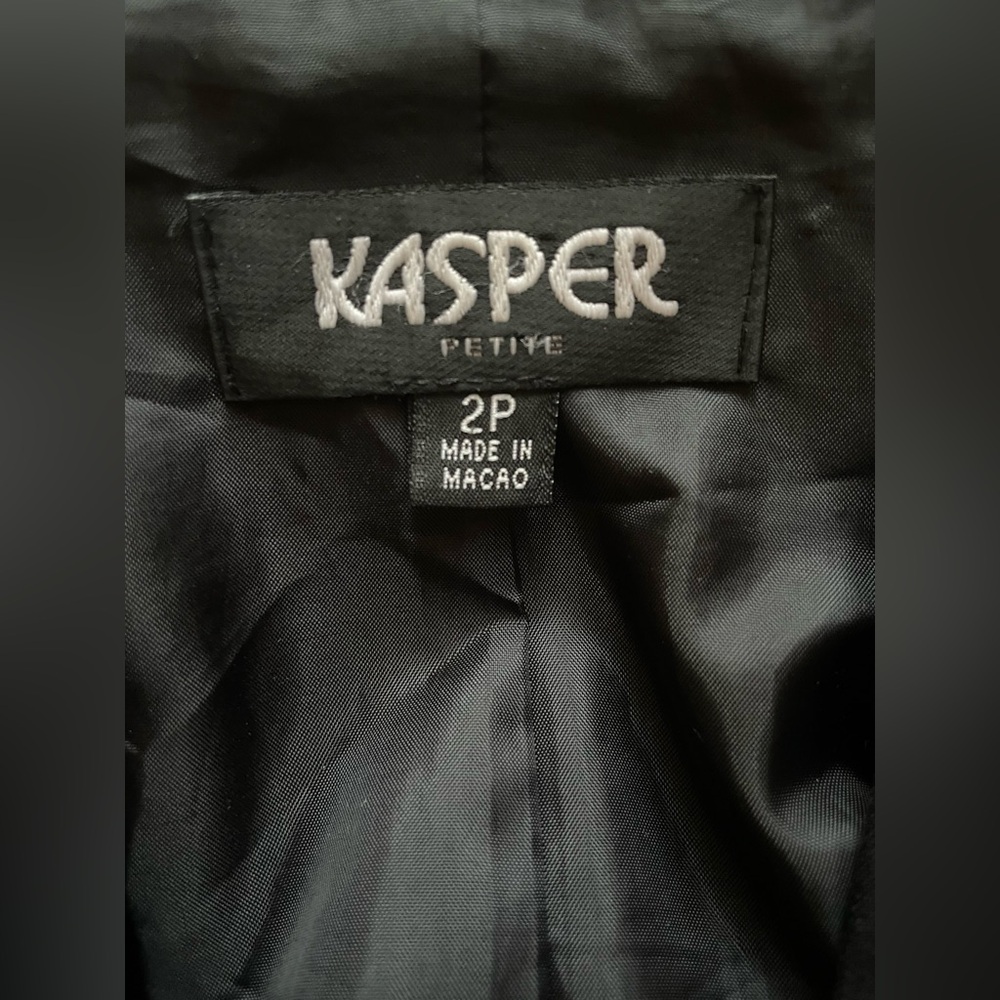 Kasper Women Black Blazer Jacket Size 2Petite - Picture 8 of 10